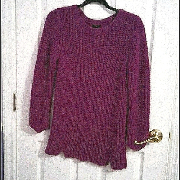 H&M Magenta Boxy Long Sleeve Athleisure Lounging Wool Blend Knitted Sweater - Picture 1 of 7